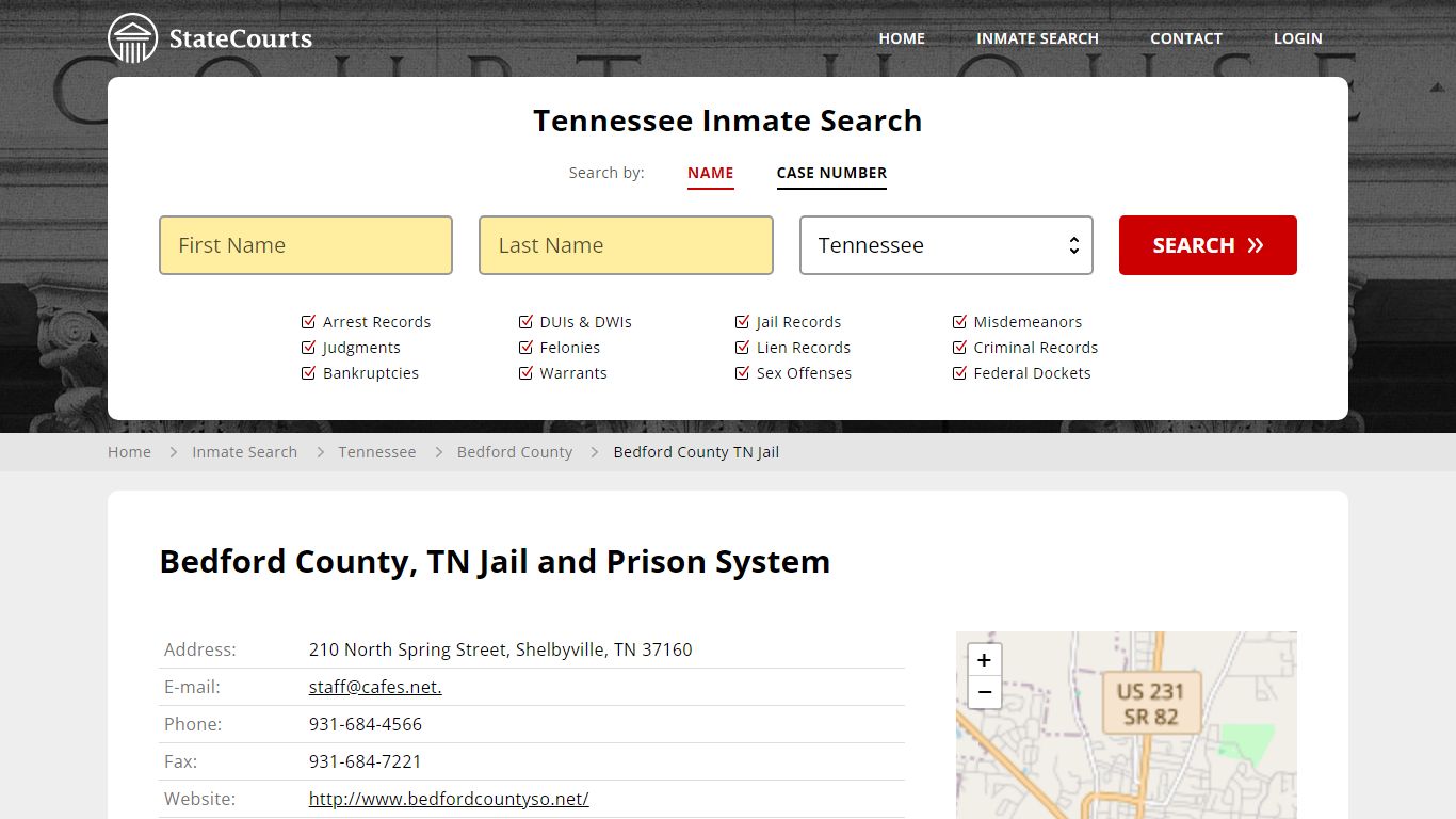 Bedford County TN Jail Inmate Records Search, Tennessee - State Courts