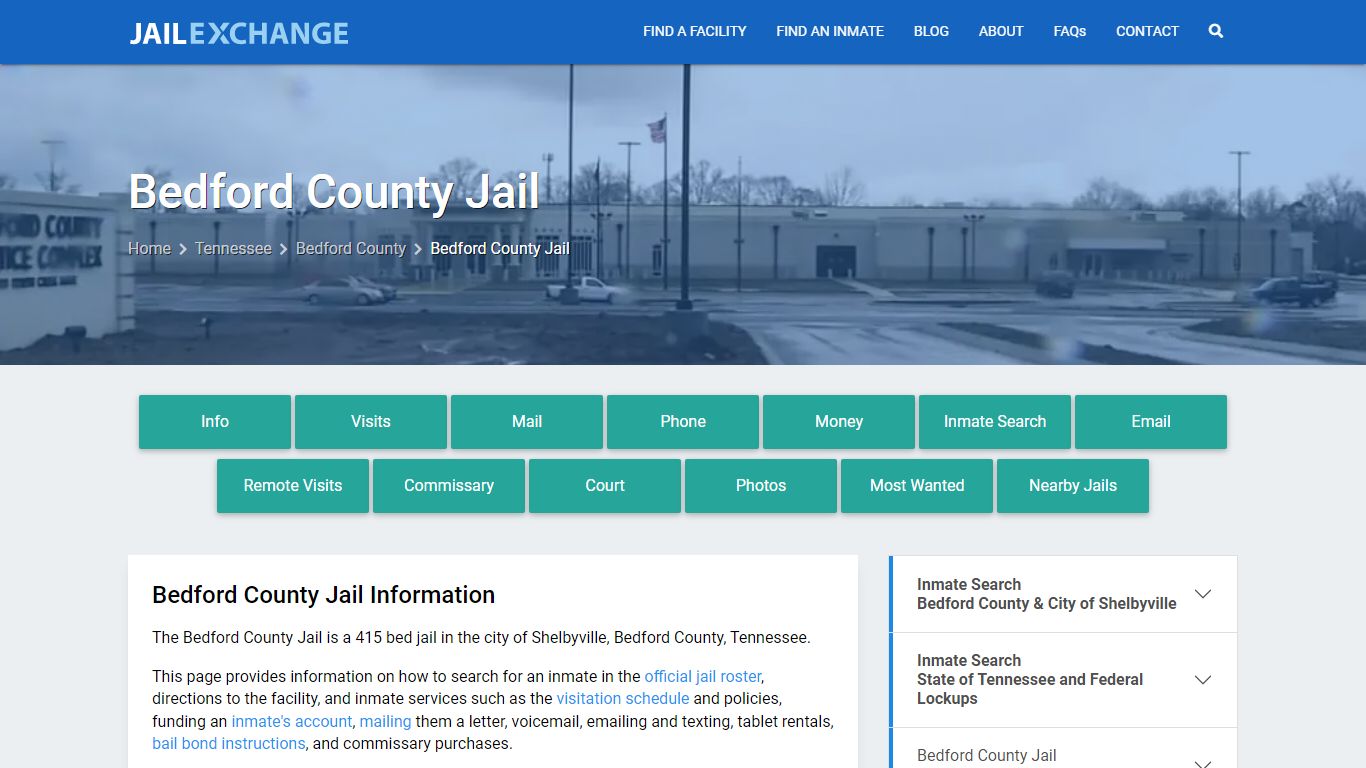 Bedford County Jail, TN Inmate Search, Information
